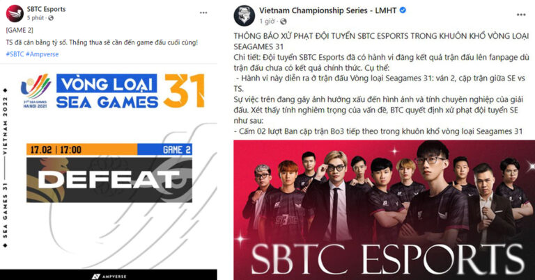 SBTC Esports bị BTC vòng loại SEA Games 31 xử phạt vì “thông báo kết quả sớm”